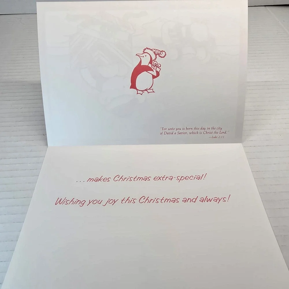 Vintage Sunshine Line Holiday Charm Christmas Cards Penguins Bears Scripture USA